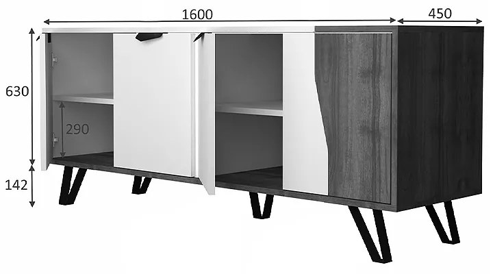ΜΠΟΥΦΕΣ JASMINE MEGAPAP ΧΡΩΜΑ ΛΕΥΚΟ - ΑΝΘΡΑΚΙ 160X45X78ΕΚ.