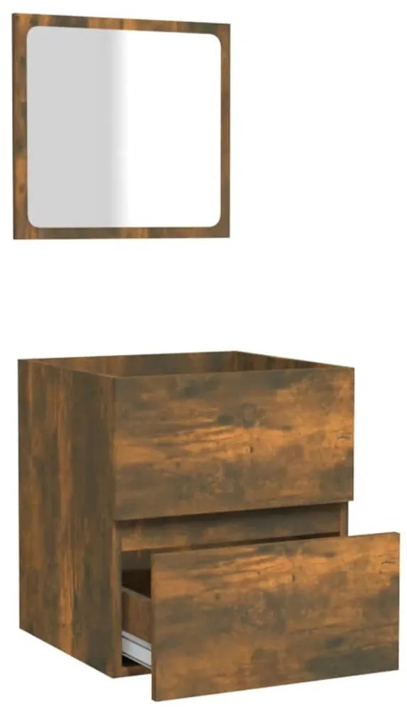 vidaXL Ντουλάπι Μπάνιου με Καθρέφτη Καπνιστή δρυς Επεξεργασμένο Ξύλο