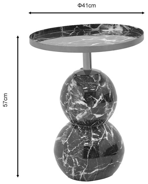 Βοηθητικό τραπέζι Dearest Inart μπλε μαρμάρου-χρυσό μέταλλο Φ41x57εκ 41x41x57 εκ.