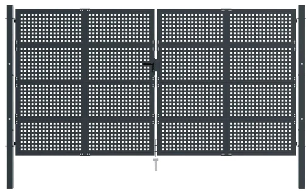 vidaXL Πύλη Κήπου Ανθρακί 400 x 175 εκ. Ατσάλινη
