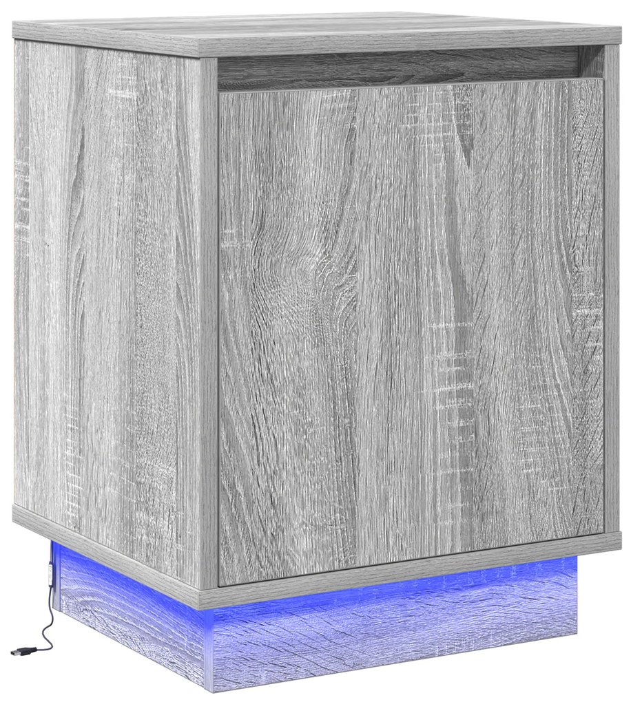 vidaXL Κομοδίνο με LED Φώτα Γκρι Σοναμά 39x34,5x50 εκ.