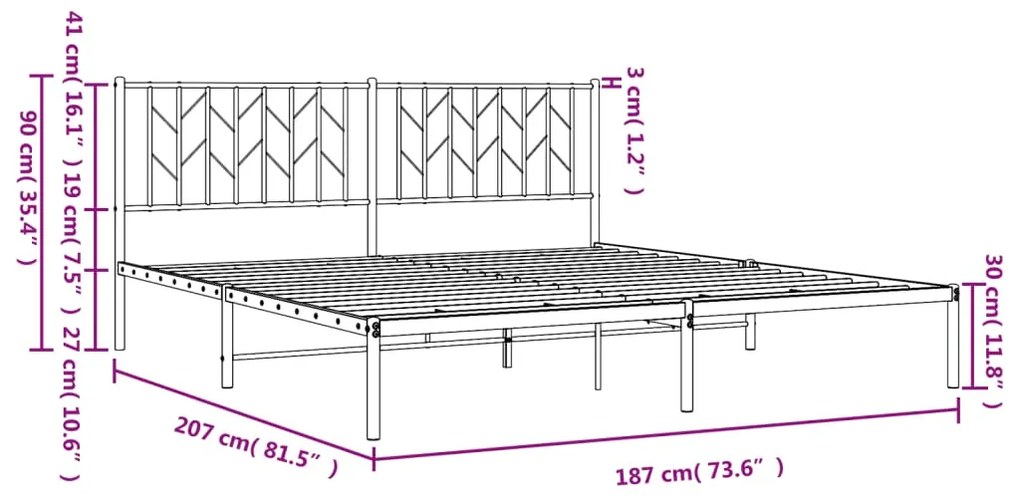 ΠΛΑΙΣΙΟ ΚΡΕΒΑΤΙΟΥ ΜΕ ΚΕΦΑΛΑΡΙ ΜΑΥΡΟ 180 X 200 ΕΚ. ΜΕΤΑΛΛΙΚΟ 374441