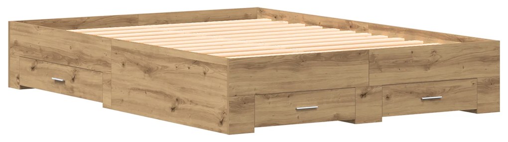 vidaXL Κρεβάτι με Συρτάρια Artisan Oak 135x190 cm Κατασκευασμένη Ξυλεία
