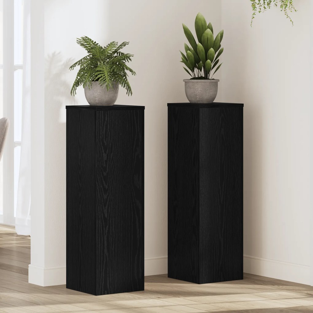 vidaXL Σταντ Φυτών 2 τεμ Μαύρη Δρυς 25 x 25 x 80 εκ Ξυλεία Ειδικής Κατασκευής