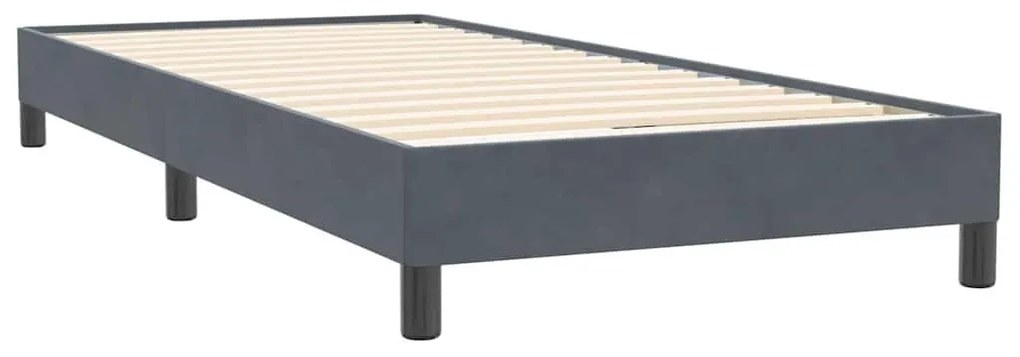 Κρεβάτι Boxspring με Στρώμα Σκούρο Γκρι 80x220 εκ. Βελούδινο - Γκρι