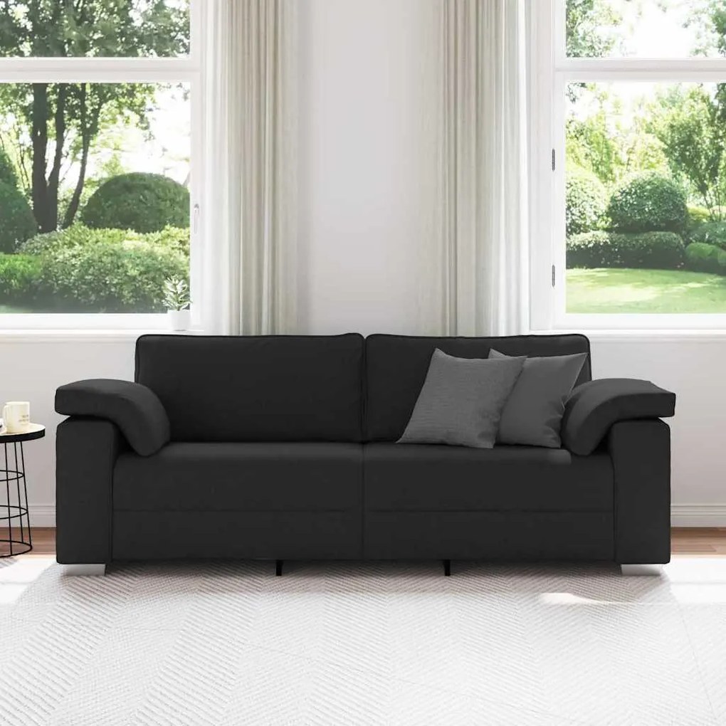 vidaXL Καναπές με μαξιλάρι Μαύρο 219 x 77 x 82 εκ ύφασμα