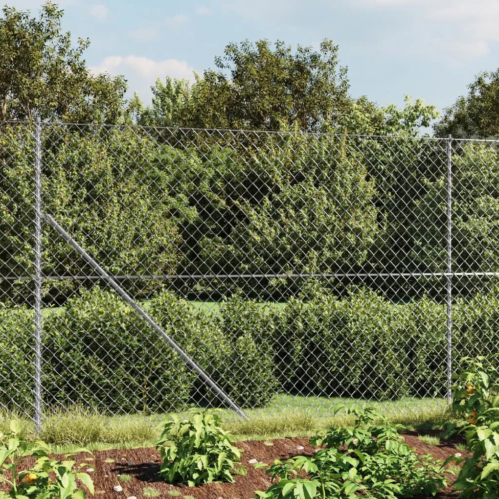 Συρματόπλεγμα Περίφραξης Ασημί 1,6 x 10 μ. με Βάσεις Φλάντζα