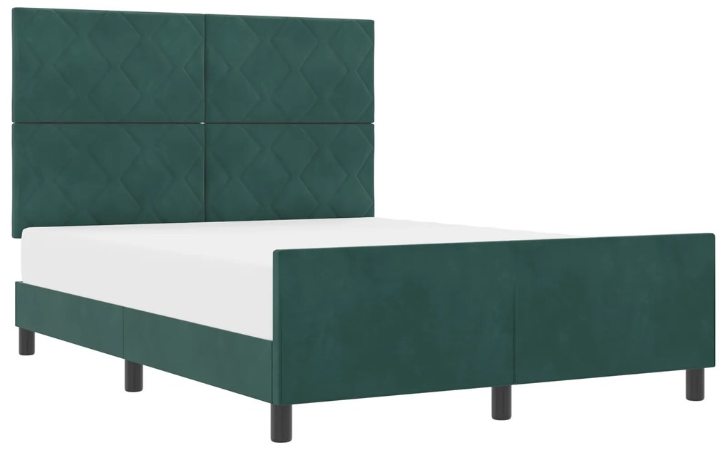 vidaXL Σκελετός Κρεβατιού Σκούρο πράσινο 140 x 200 cm Βελούδο