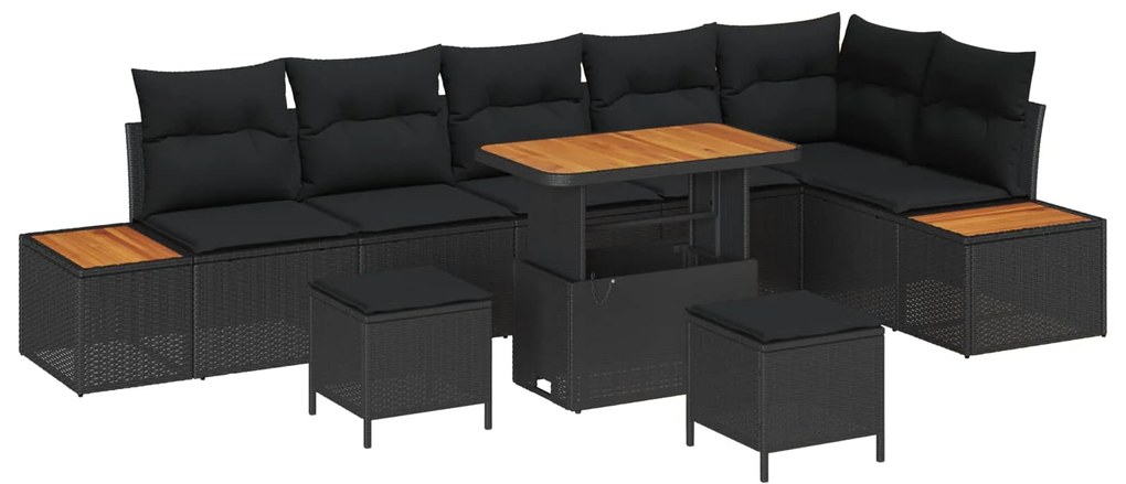 Σετ Καναπέ Κήπου 9 pcs Μαύρο συνθετικό ρατάν