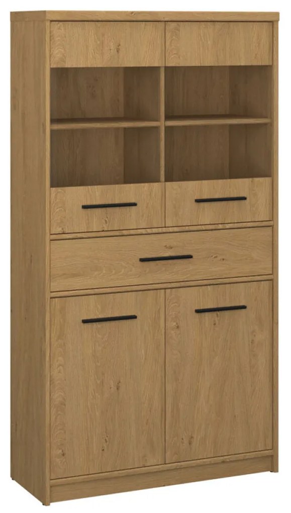 Βιτρίνα Pavi Βελανιδιά 84.3x33.8x156.4cm - TO-PAVI2D2W1S-LOW