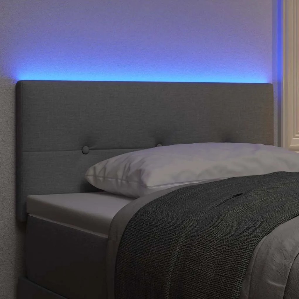 vidaXL LED Κεφαλάρι με φώτα λωρίδας LED Ανοιχτό γκρι 80 cm ύφασμα
