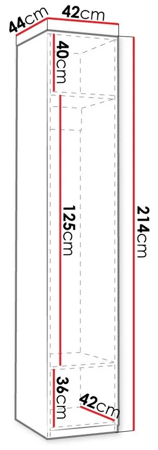Ντουλάπα Hartford E107, Artisan βελανιδιά, 214x42x44cm, 42 kg, Πόρτες ντουλάπας: Με μεντεσέδες, Αριθμός ραφιών: 2, Αριθμός ραφιών: 2 | Epipla1.gr