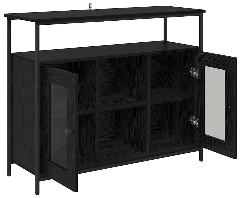 vidaXL Πλαϊνό γραφείο Μαύρη Οξυά 100 x 35 x 80 εκ. Επεξεργασμένο ξύλο