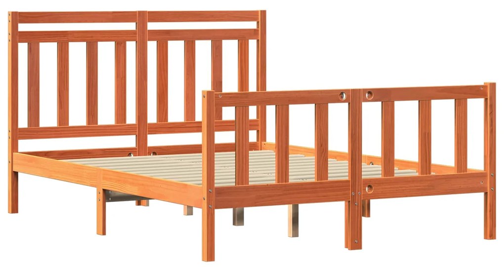 vidaXL Σκελετός Κρεβατιού με κεφαλάρι 2 pcs Κερωτό καφέ 150 x 200 cm