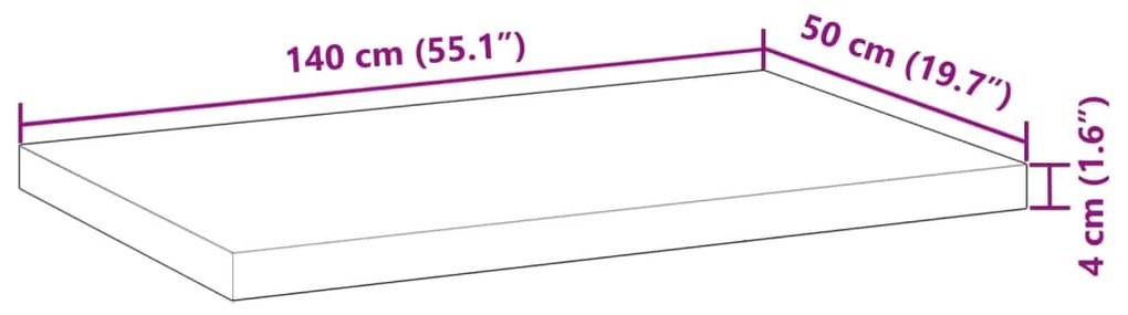 Επιφάνεια Γραφείου Ορθογώνια 140x50x4 εκ. Μασίφ Ξύλο Ακακίας - Καφέ