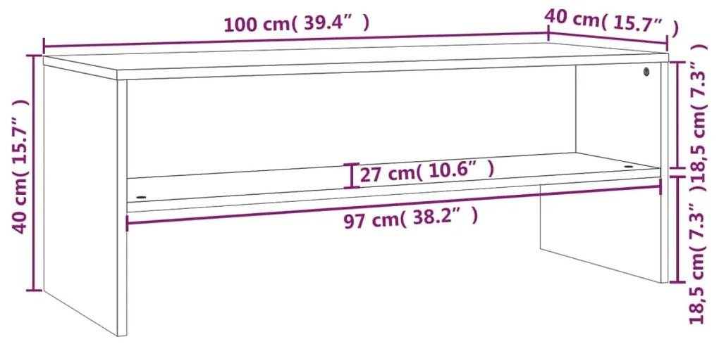 vidaXL Έπιπλο Τηλεόρασης Καφέ Δρυς 100x40x40 εκ. Επεξεργασμένο Ξύλο