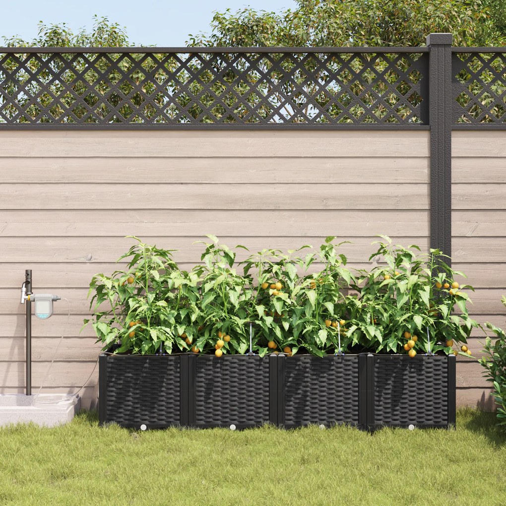 vidaXL Γλάστρες Κήπου 1 τεμ Μαύρο 160 x 40 x 37.5 cm Πλαστικό