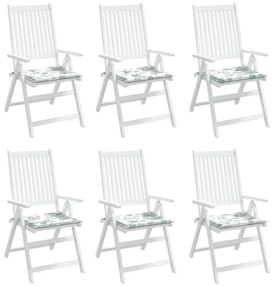 vidaXL Μαξιλάρια Καρέκλας 6 τεμ. Σχέδιο Φύλλων 50x50x3 εκ. Υφασμάτινα