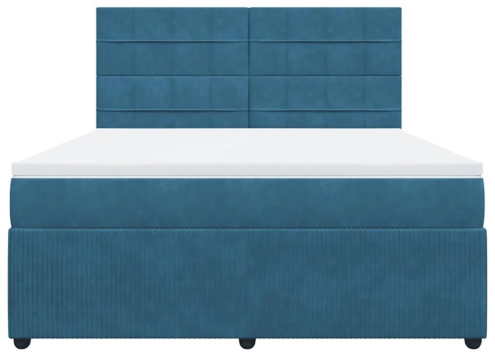 vidaXL Κρεβάτι Boxspring με Στρώμα Μπλε 180x200 εκ. Βελούδινο
