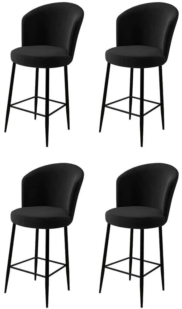 Σκαμπό Μπαρ Fora Babyface (Σετ 4Τμχ) 240CHR1115 46x40x107cm Black Μέταλλο,Ύφασμα