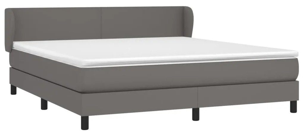 vidaXL Κρεβάτι Boxspring με Στρώμα Γκρι 160x200εκ. από Συνθετικό Δέρμα