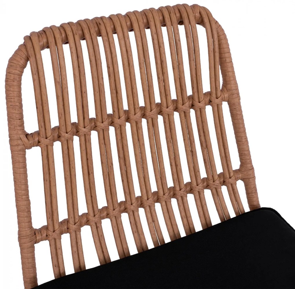 Σκαμπό Μπαρ ALLEGRA C5452 Μεταλλικό με Μπέζ Wicker & Μαξιλάρι 56x60x109 εκ. 56x60x109 εκ.