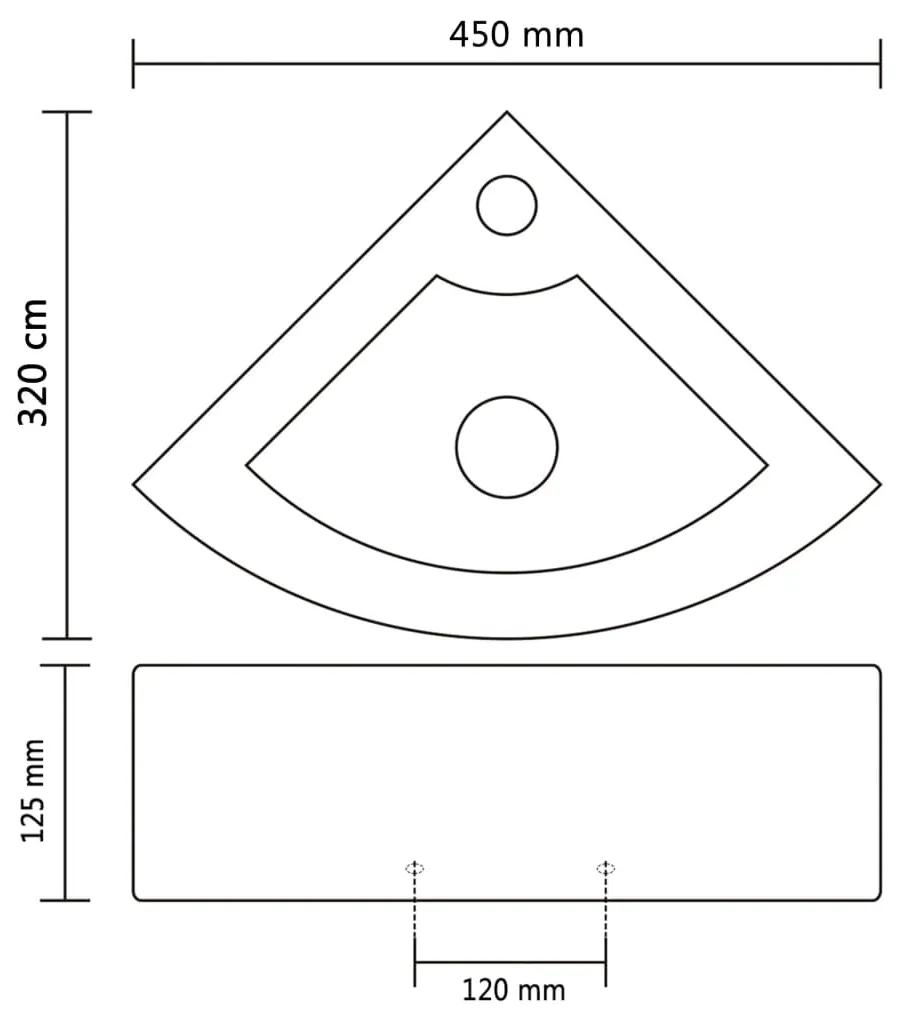 vidaXL Νιπτήρας με Οπή Υπερχείλισης Ασημί 45 x 32 x 12,5 εκ. Κεραμικός