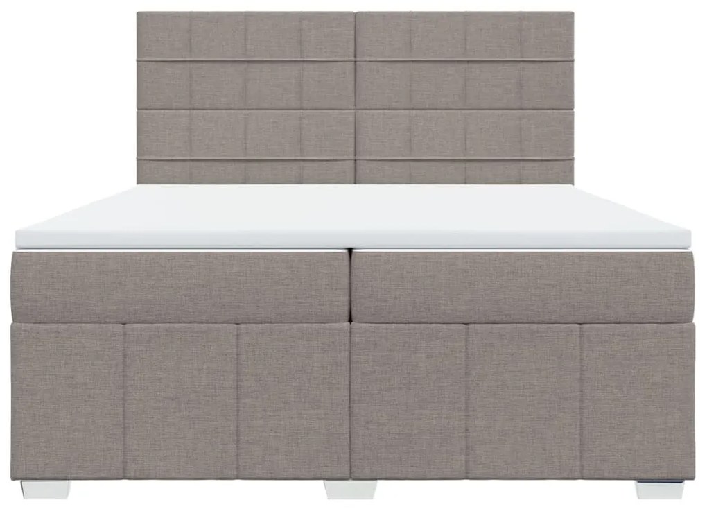 Κρεβάτι Boxspring με Στρώμα Taupe 200x200 εκ. Υφασμάτινο - Μπεζ-Γκρι