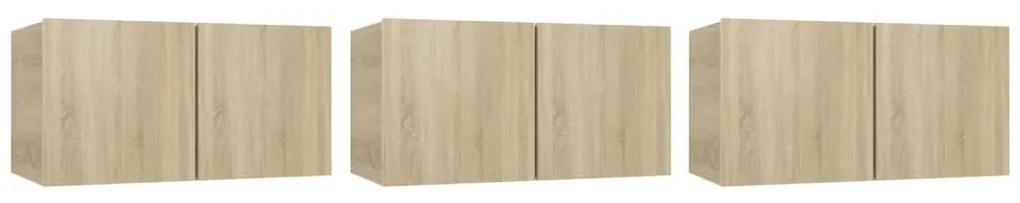 vidaXL Ντουλάπια Τηλεόρασης Κρεμαστά 3 τεμ. Sonoma Δρυς 60x30x30 εκ.