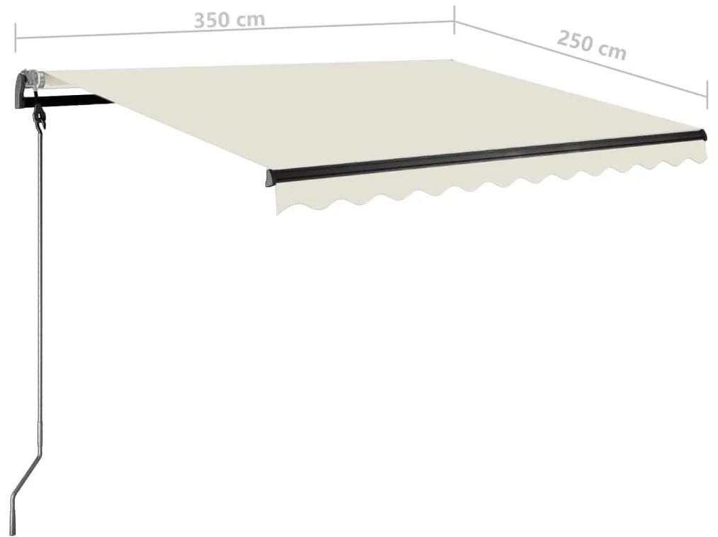 Τέντα Συρόμενη Χειροκίνητη με LED Κρεμ 350 x 250 εκ. - Κρεμ