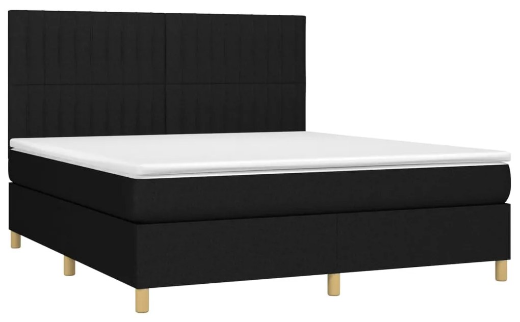 ΚΡΕΒΑΤΙ BOXSPRING ΜΕ ΣΤΡΩΜΑ &amp; LED ΜΑΥΡΟ 160X200 ΕΚ. ΥΦΑΣΜΑΤΙΝΟ 3135607