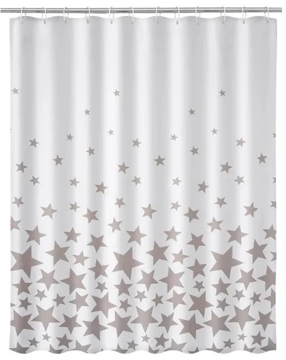 Κουρτίνα Μπάνιου με Κρίκους 180 x 200 cm Star Print Grey Bakaji 02839913