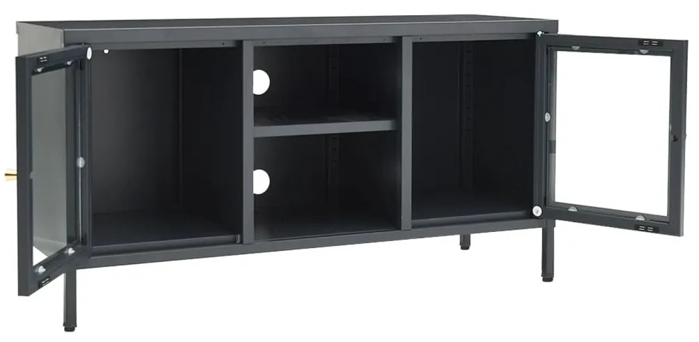 vidaXL Έπιπλο Τηλεόρασης Ανθρακί 105 x 35 x 52 εκ από Ατσάλι και Γυαλί