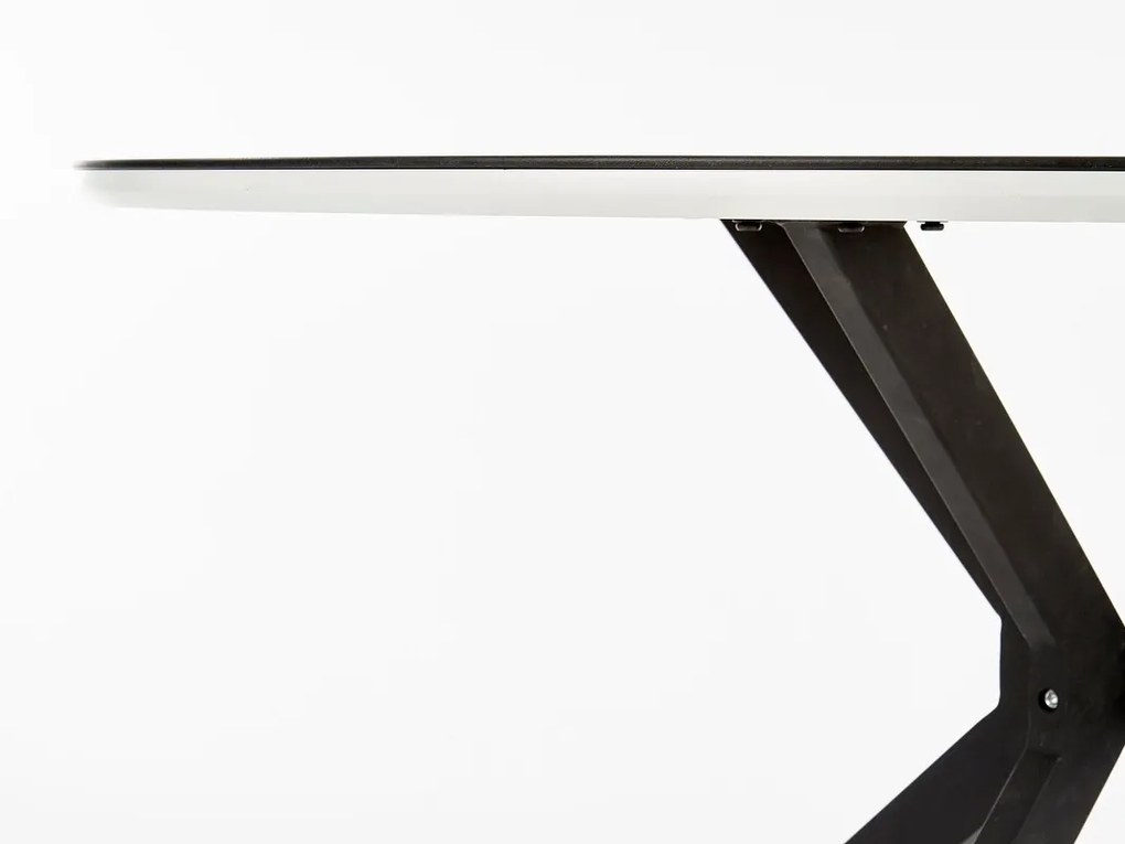 Τραπέζι Houston 753, Μαύρο, Άσπρο, 76cm, Επεξεργασμένο γυαλί, Ινοσανίδες μέσης πυκνότητας, Μέταλλο