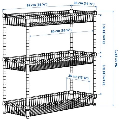 OMAR ραφιέρα με 3 καλάθια, 92x36x94 cm 804.830.75