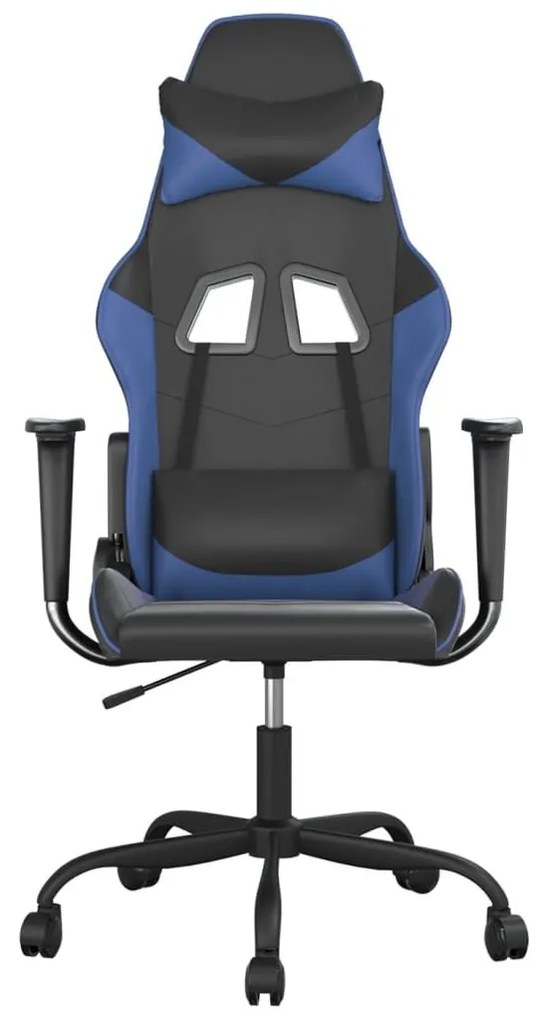 Καρέκλα Gaming Μαύρο/Μπλε από Συνθετικό Δέρμα - Μαύρο