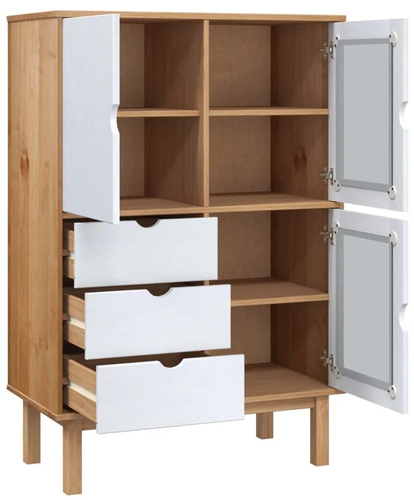 vidaXL Ντουλάπι OTTA Καφέ &amp; Λευκό 85x43x125 εκ. από Μασίφ Ξύλο Πεύκου