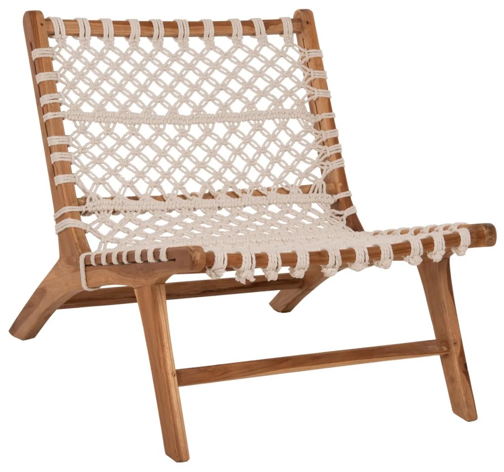 Πολυθρόνα ANTIB C9466.01 Ξύλο ΤΕΑΚ με Nylon Λευκό Σχοινί 65x77x68Υεκ. 65x77x68 εκ.