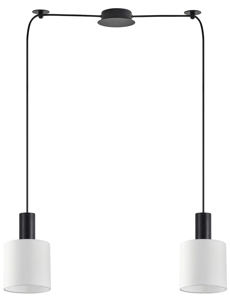 SE21-BL-4-BL2-SH1 ADEPT TUBE Black Pendant White Fabric Shade+ HOMELIGHTING 77-8508