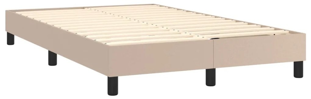 vidaXL Κρεβάτι Boxspring Στρώμα&LED Καπουτσίνο 120x200 εκ. Συνθ. Δέρμα