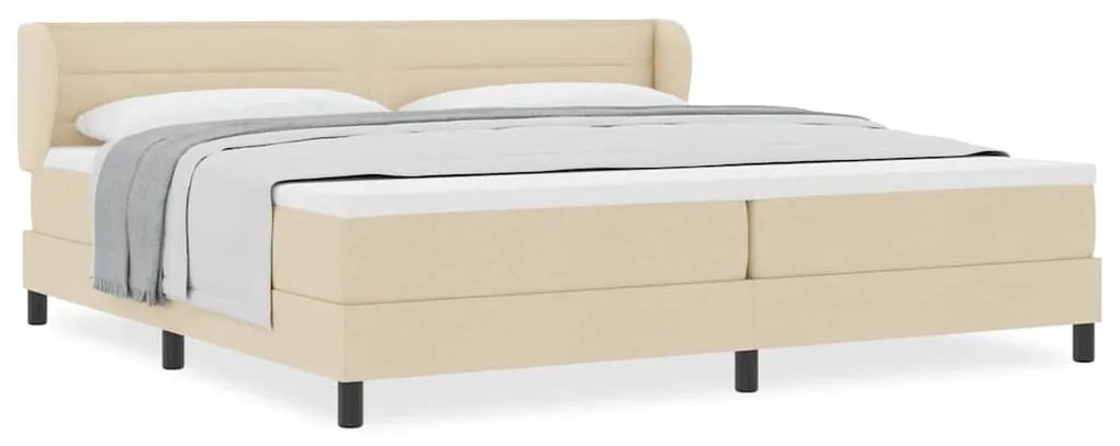 vidaXL Κρεβάτι box spring με στρώμα με στρώμα Κρεμ 200 x 200 cm ύφασμα