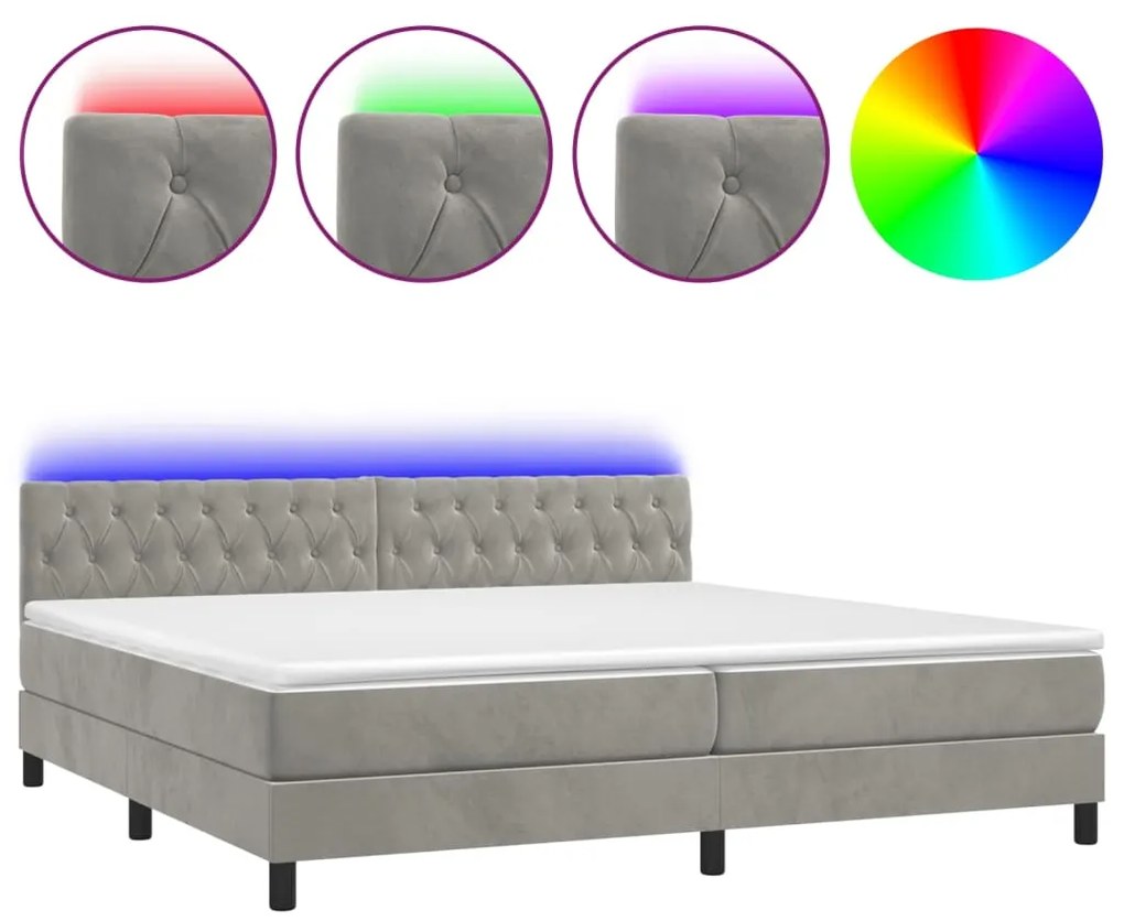 ΚΡΕΒΑΤΙ BOXSPRING ΜΕ ΣΤΡΩΜΑ &amp; LED ΑΝ.ΓΚΡΙ 200X200 ΕΚ. ΒΕΛΟΥΔΙΝΟ 3134603