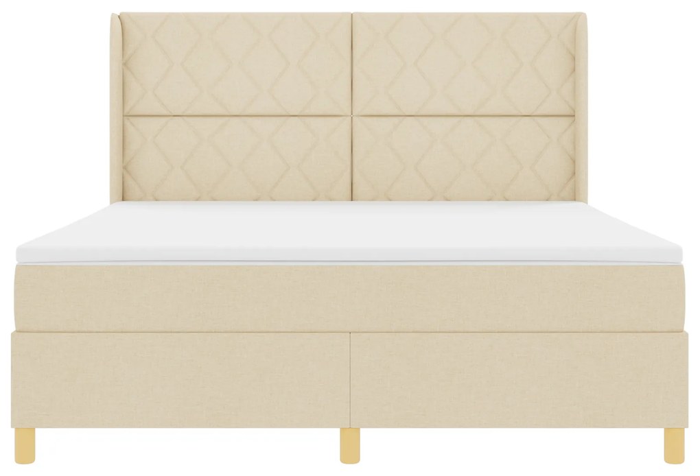 vidaXL Κρεβάτι με ελατήριο με στρώμα Κρεμ 180 x 200 cm ύφασμα