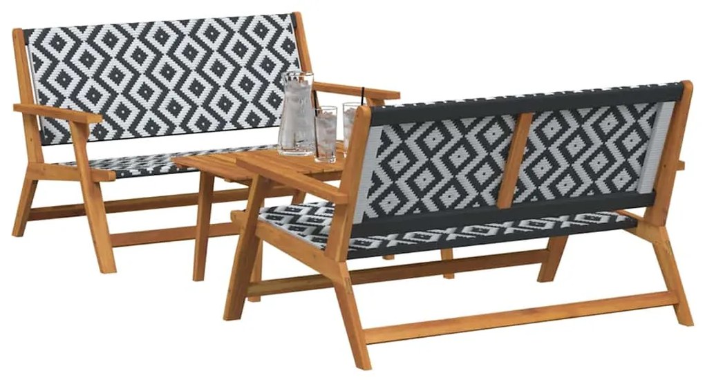 vidaXL Κήπου Καρέκλες με Τραπέζι 3 pcs Μαύρο 90 x 45 x 40 cm