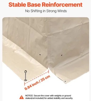 VEVOR Winter Gazebo Cover Fits 3.05 x 3.05 m Hardtop Gazebos, All-Weather Gazebo Cover with Sidewalls &amp; Windows, High-Density PE Material, Enclosed Storage Shelter Covers, Gazebos not Included