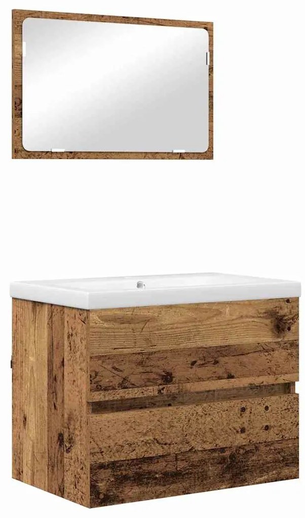 vidaXL Σετ Επίπλων Μπάνιου 3 pcs Παλιό ξύλο 60 x 38.5 x 45 cm