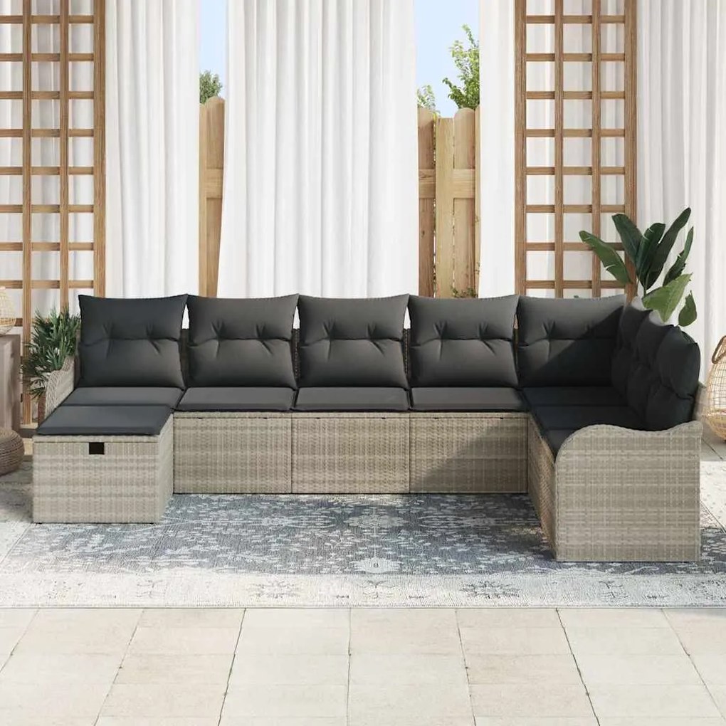 vidaXL Σετ Καναπέ Κήπου 8 pcs Ανοιχτό γκρι 287,5 x 177,5 x 85 εκ.
