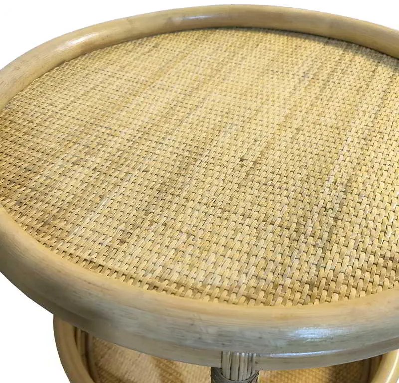Βοηθητικό τραπέζι Moody pakoworld pe rattan σε φυσική απόχρωση Φ55x51εκ