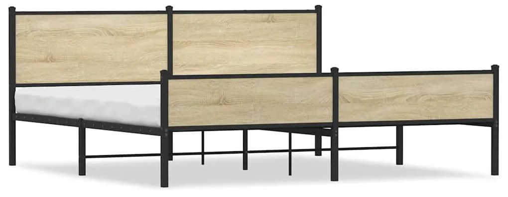vidaXL Σκελετός Κρεβ. Χωρίς Στρώμα Sonoma Δρυς 193x203 εκ. Μεταλλικό
