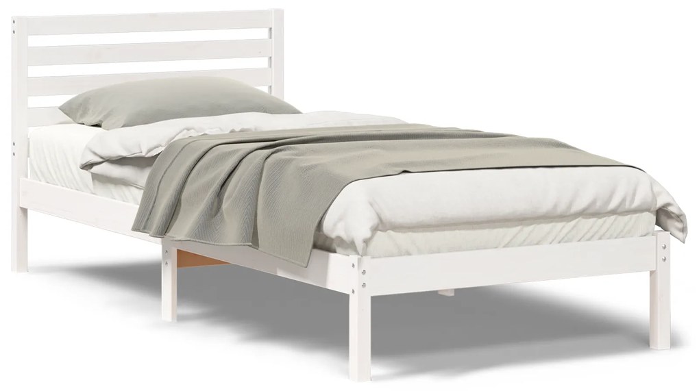 vidaXL Σκελετός Κρεβατιού Λευκό 100 x 210 cm Μασίφ ξύλο πεύκου